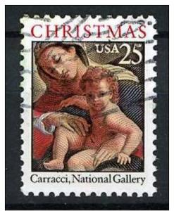 USA 1989 - Scott 2427 used - 25c, Christmas, Madonna & Child
