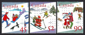 Christmas Santa Claus, Elf Canada 1996 #1627as-1629a MNH Set Right Straight Edge