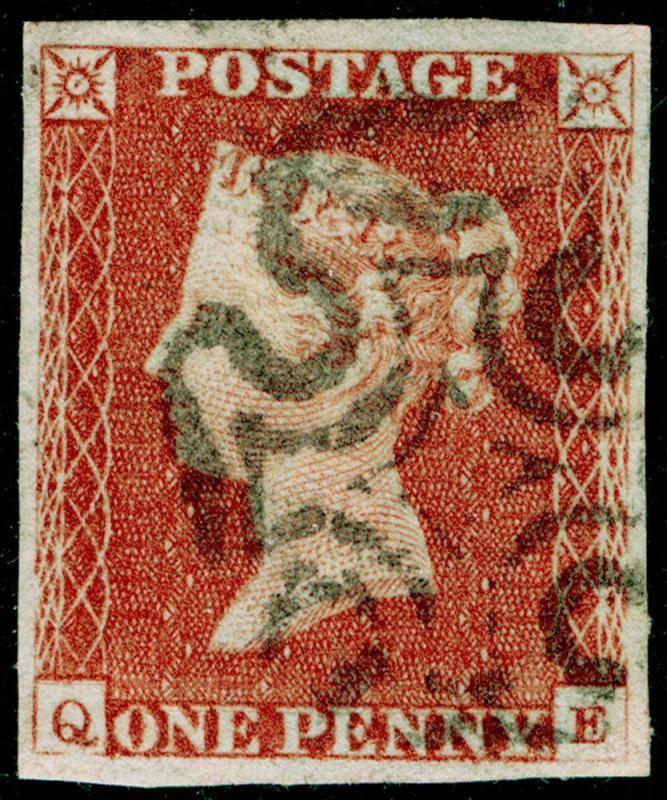SG8, 1d red-brown PLATE 21, VERY FINE USED. Cat £70. MX. 4 MARGINS. QE