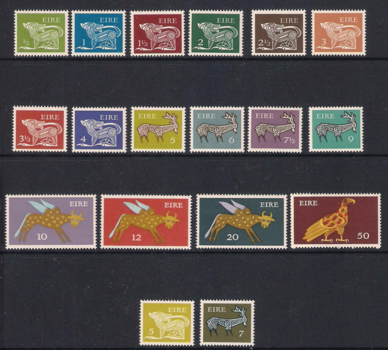 Ireland 290-304 MNH 1971-75 CV$32 Stylized Ox Dog Eagle