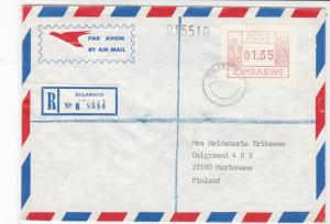 zimbabwe 1987 atm stamps cover ref 19276