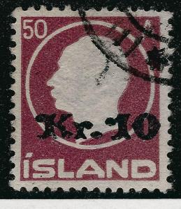 Elusive Used Iceland #140 Kr10 Overprint VF SC$475 Tough to find so nice!.