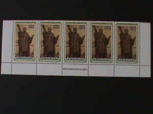 ​PENRHYN ISLAND-1986- SC#341 CENTENARY OF STATUE OF LIBERTY-MNH-IMPRINT STRIP-VF
