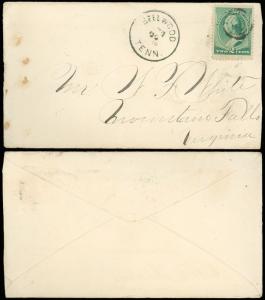 1880's, BELLWOOD TENN Cds (DPO-5), Cover to Mr White, Mountain Falls VA, SC #213