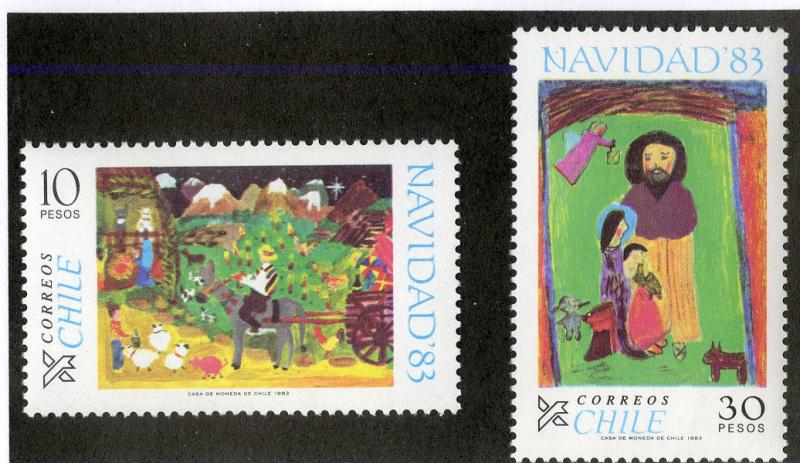 CHILE 664-665 MNH SCV $2.25 BIN $1.25 CHILDREN'S ART