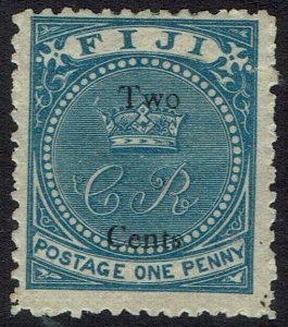 FIJI 1872 CR MONOGRAM TWO CENTS ON 1D