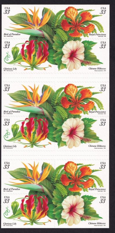 Scott #3313b Tropical Flowers Booklet of 20 Stamps - MNH P#S62544