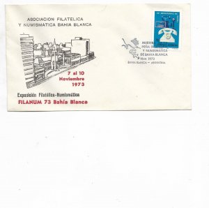 ARGENTINA  1973 COVER PHILATELIC AND NUMISMATIC SHOW IN BAHIA BLANCA MAPS