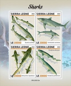 Sierra Leone - 2022 Sharks, Spiny Dogfish, Catshark - 4 Stamp Sheet - SRL220212a