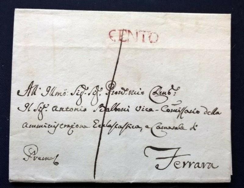 Italy Italia 1833 Pretty Cover to Ferrara with red CENTO Postal History Cover