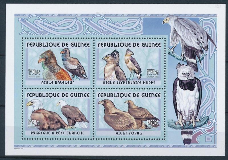 [25904] Guinea 2001 Birds Vögel Oiseaux Ucelli  Eagles MNH