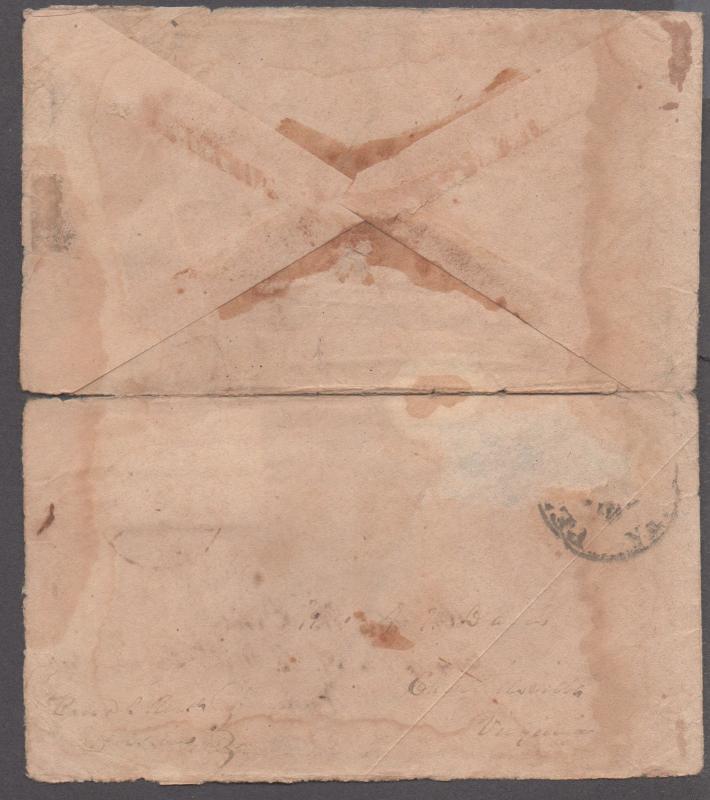 **CSA Cover, SC# 7(Pair) Charlottesville (Misspelled CDS), VA 1/3/1865, Turned