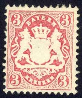 Germany Bavaria Sc# 24 MH 1870-1872 3kr rose Coat of Arms