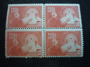 Stamps - Cuba - Scott#384-386 - Mint Hinged Set in Blocks of 4 Stamps