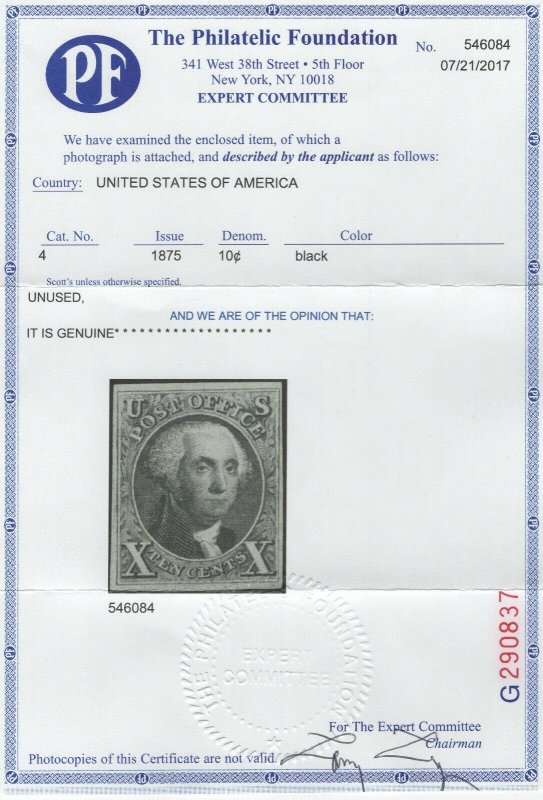 #4 Mint VF-XF No Gum w/ PFC (GP2 7/15/19)