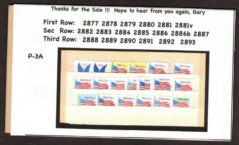 (3a) 2877-2893  G-Rate Stamps (COMPLETE SET of 19) 1994-1995 MNH-F-VF  