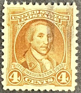 US #709 Used XF/SUPERD 4c Washington 1932 [$090]