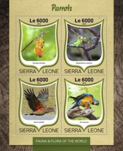 Sierra Leone - 2016 Parrots on Stamps - 4 Stamp Sheet - SRL16814a