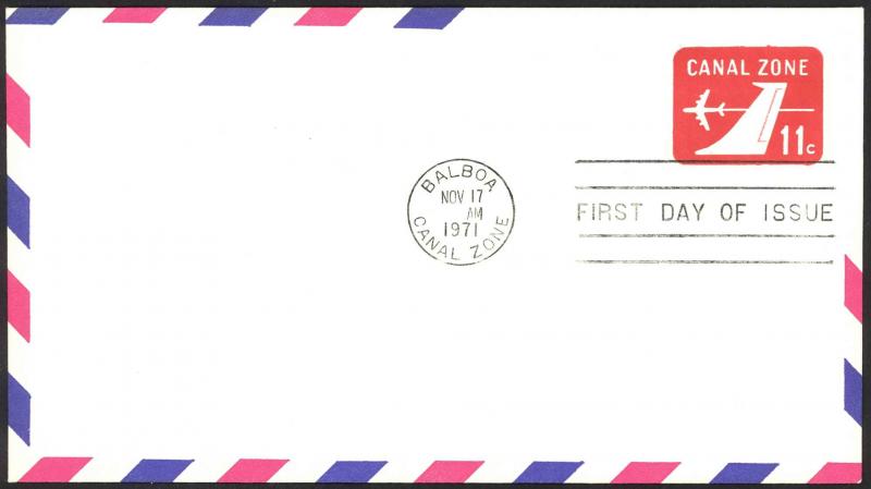 Canal Zone Sc# UC14 FDC 1971 11.17 Postal Stationery Air Mail Envelope