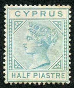 Cyprus SG11 1/2pi Emerald-green Wmk Crown CC M/Mint (hinge remainder)