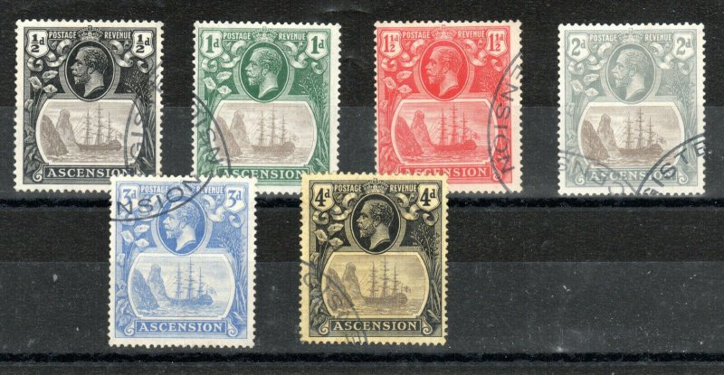 Ascension 1924-33 Badge of St Helena values to 4d, SG 10-15 FU CDS