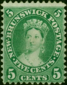 New Brunswick 1860 5c Yellow-Green SG14 Fine Unused (2)