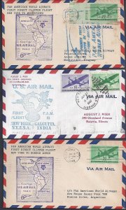 US 1946 7 THREE OVERSEAS FIRST FLIGHTS NEW YORK CALCUTTA INDIA NY TO MONTEVIDEO