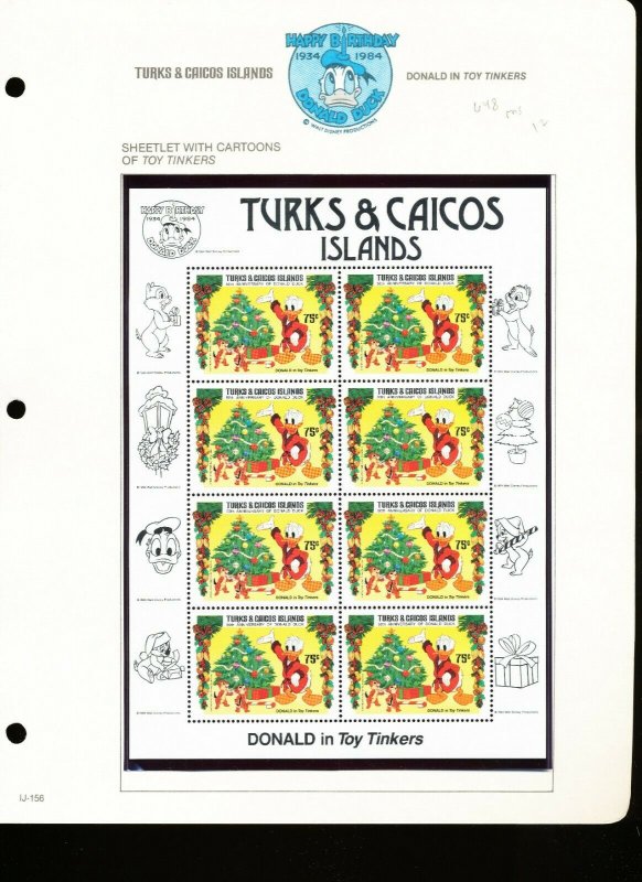 TURKS & CAICOS ISLANDS - Sc 648 VFMNH sheet - DISNEY, TOY TINKERS - 1984