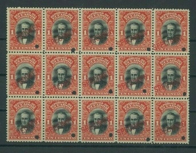 ECUADOR Stamps 1911 *SPECIMEN* 1c President Roca Block {15} Mint UM MNH MF96