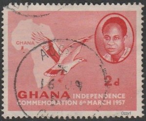 Ghana #1 2d Dr Nkrumah & Map USED-VF-HM.