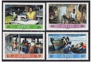 Nevis 494-497, MNH. Mi 389-392. Textile, Carpentry, Agriculture, Fishing, 1986.