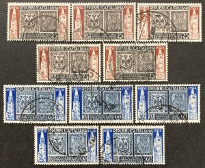 Italy 1952 #602-3, Wholesale Lot of 5, Used, CV $65