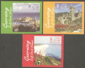 GUERNSEY Sc# 593a - 595a MNH FVF Set3 x Booklet Compl Architecture Scenic Views