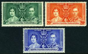 Kenya Uganda Tanganyika KUT 60-62, MNH. Coronation.George VI & Elizabeth, 1937