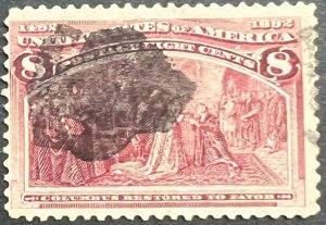 Scott#: 236 - Columbian: Columbus Restored to Favor 8c 1893 used single - Lot D2