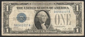 US $1 Silver Certificate, 1928A Series, large blue seal, vivid color!