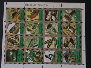 ​UMM AL QIWAIN - THE LOVELY INSETS- CTO MINI SHEET-VERY FINE-FANCY CANCEL