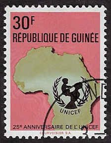 Guinea #589 Used OG CTO LH; 30f UNICEF (1971) (2)