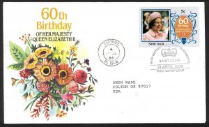 Saint Lucia 60th Birthday of QEII 1986 First Day Cover