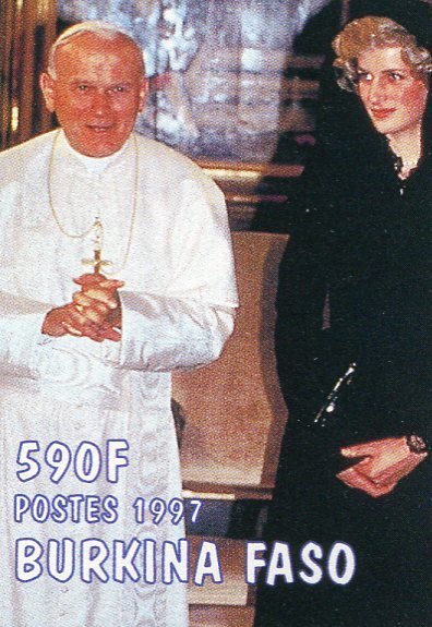 Burkina Faso 1997 PRINCESS DIANA & Pope John Paul II 1 value Perforated Mint NH