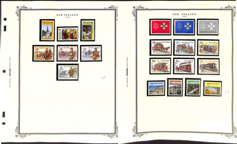 New Zealand Stamp Collection on 16 Scott Specialty Pages, 1982-1988 Mint NH (BR)