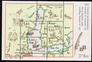 Finland 1985,Sc.#728 MNH. Oldest Swedish-Finnish Postlines Map  1698