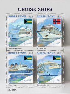 Sierra Leone - 2019 Cruise Ships on Stamps - 4 Stamp Sheet - SRL190507a