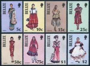 Belize 798-805,806,MNH.Michel 850-857,Bl.76. Folk Costumes,1986.Maya,So.America.