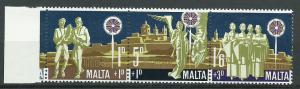 Malta SG 427b se-tenant  x 3 Mint Very Light Hinge