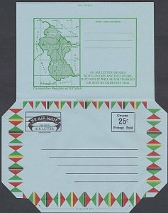 GUYANA 25c Arms Map aerogramme unused ......................................J970