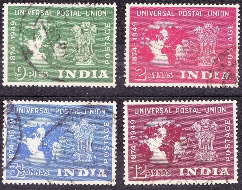 INDIA 1949 UPU Set 9p/1.5a/3.5a & 12a SG 325-328 FU