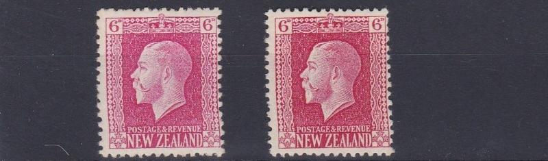 NEW ZEALAND  1915 - 30  S G  425 + 425C   6D CARMINE LAKE    MH   CAT £500  