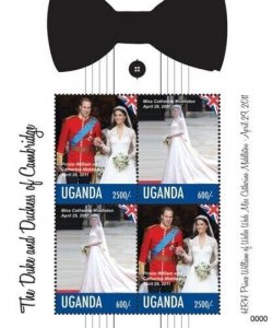 Uganda 2011 - ROYAL WEDDING PRINCE WILLIAM AND KATE MIDDLETON - Sheet of 4 - MNH