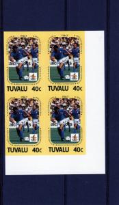 Tuvalu 1986 Football World Cup 1986 Sc# 367 Italy Block of 4 Imperforated MNH